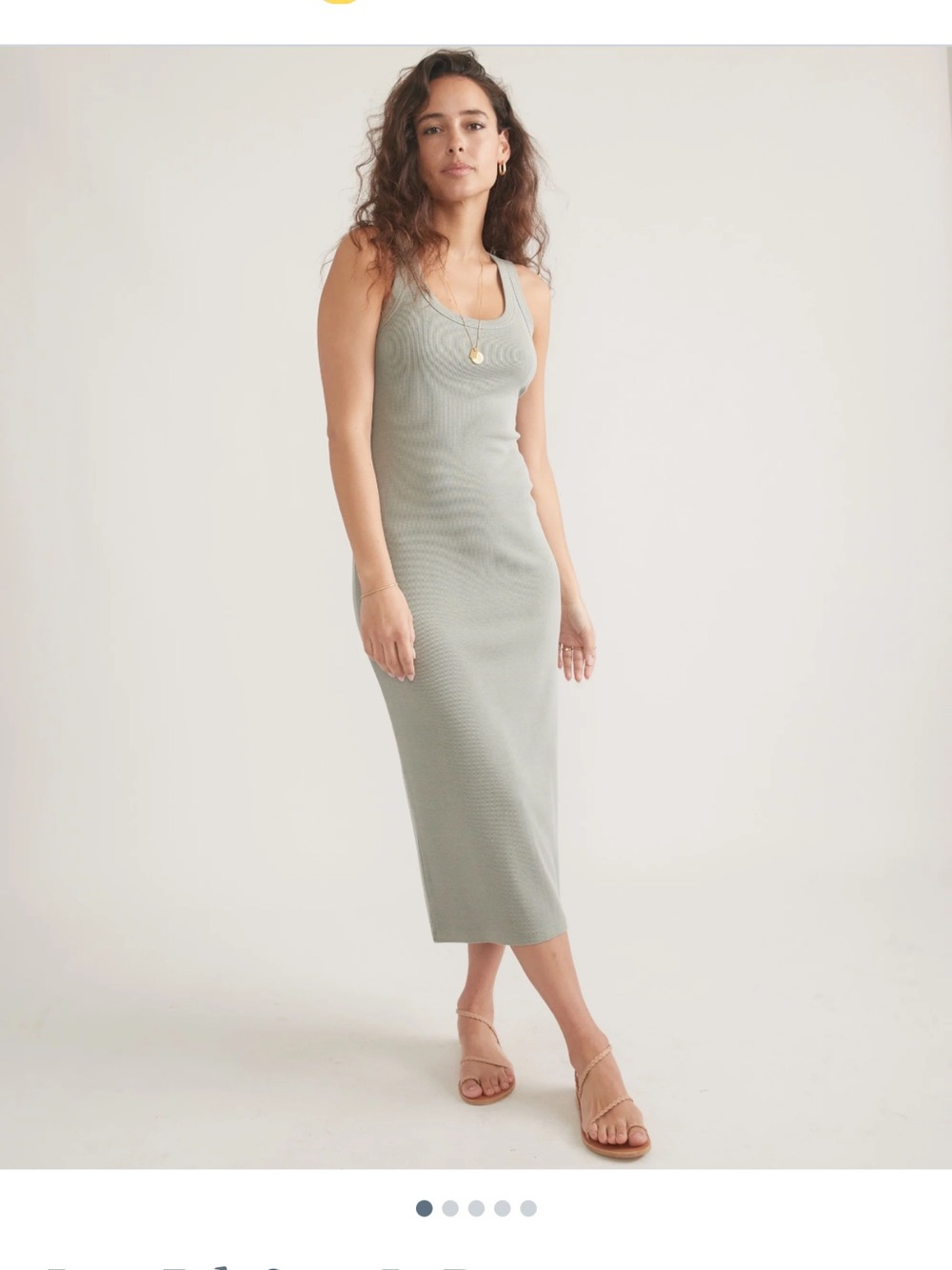 Marine Layer Lexi Rib Sun In Dress Green Tank Dress Ribbed Midi cotton stretch M